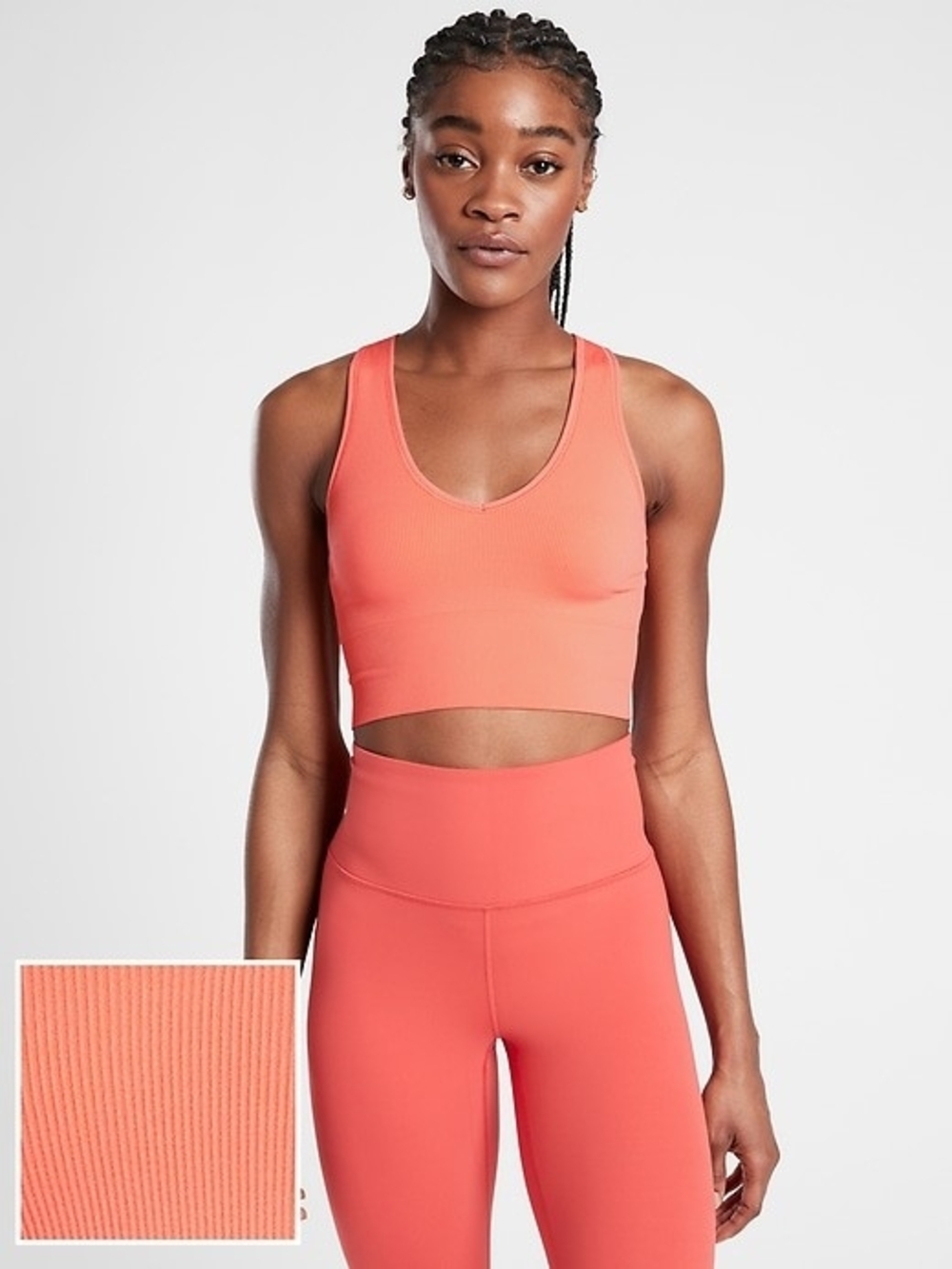 Athleta Aurora Seamless Crop Rib Tank Coral Pink Size XXS
